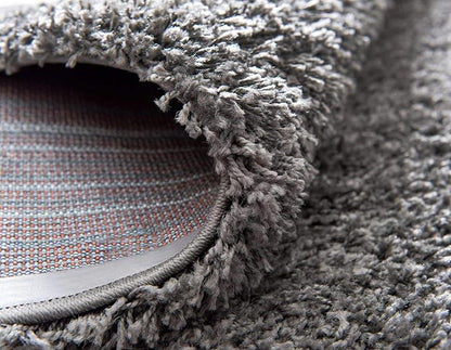 Unique Loom Solid Shag Collection Area Rug (4' 1" Round, Graphite Gray)