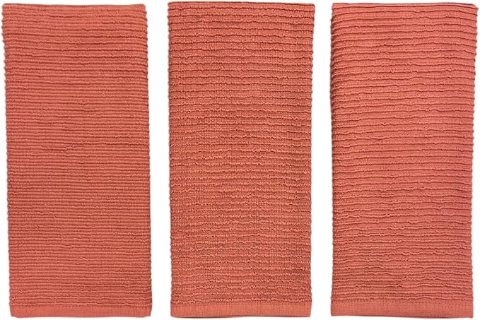 Serafina Home Peach Coral Salmon Kitchen Hand Dish Towels: Oversized 28" x 18" - Image 5