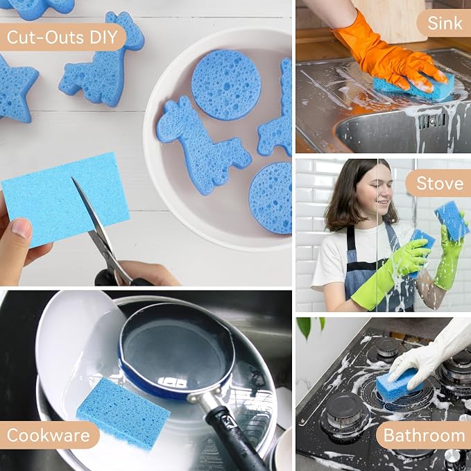 6 Pcs Kitchen Sponges for Dishes Cleaning, Non Scratch for Non Stick Cookware - Image 7