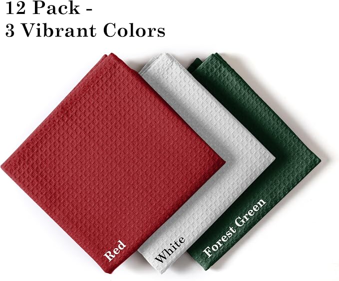 Waffle Dishcloths, 12x12 Inch, Quick Drying, Machine Washable, 12 Pack - Image 2