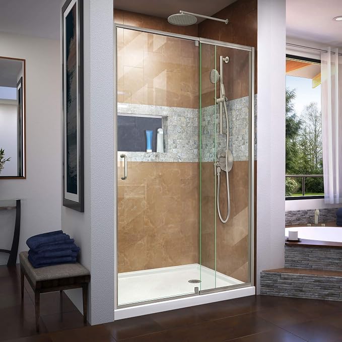 DreamLine Flex 38-42 inch W x 72 inch H Semi-Frameless Pivot Shower Door in by DreamLine