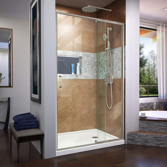 DreamLine Flex 44-48 in. W x 72 in. H Semi-Frameless Pivot Shower Door in by DreamLine