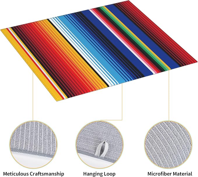 Rainbow Colorful Stripe Kitchen Drying Mat Mexican Microfiber Dish Drainer Mat - Image 5