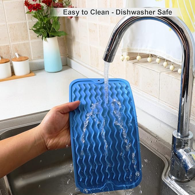 ZLR Silicone Dish Drying Mat for Kitchen Counter, Eco-Friendly Fast Dry Dish Mat - Image 4