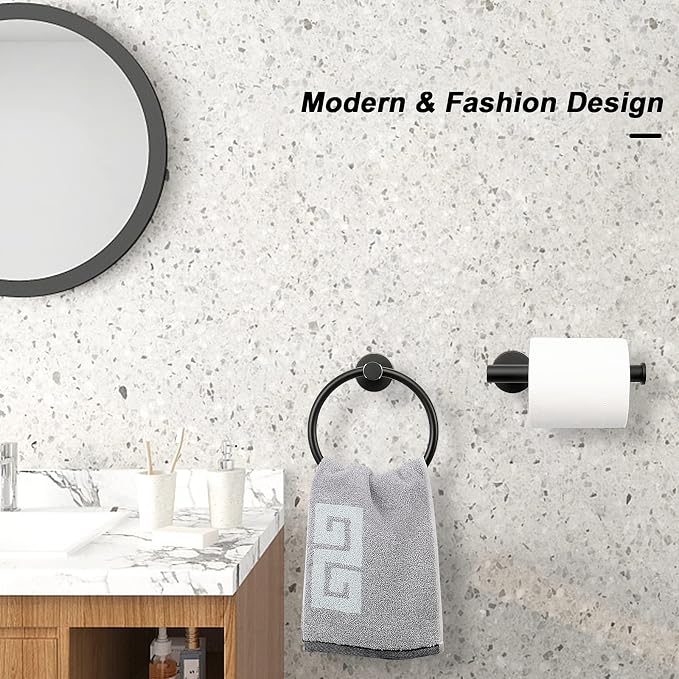 NearMoon 2 Pieces Bathroom Hardware Accessories, Towel Ring and Toilet Paper - Image 6