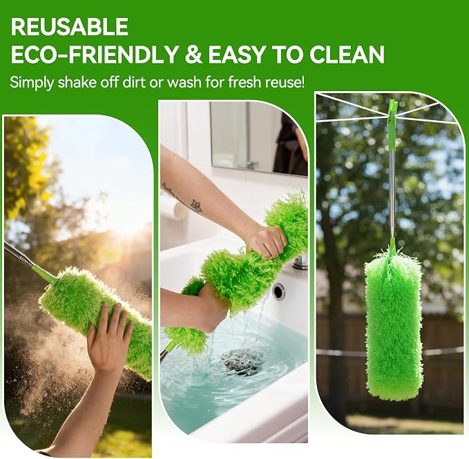 Cobweb Duster with Extension Pole, 3-in-1 Washable Cobweb Duster, Duster with - Image 8