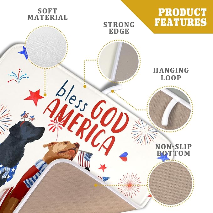 Giwawa 4th of July Patriotic Dogs Dish Drying Mat American Independence Day - Image 4