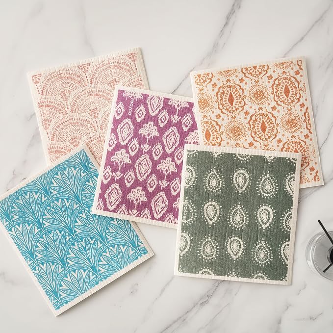RECYCO Swedish Dishcloths for Kitchen | 5 Pack Gem Washable Dish Rags | - Image 2