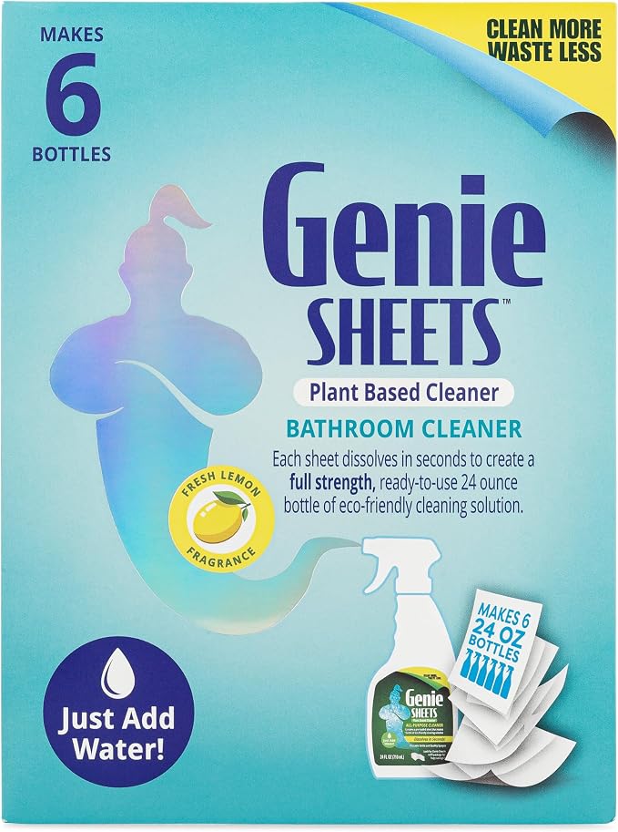 Genie Sheets Bathroom Cleaner | Concentrate Makes 6 24oz Refills | by MicrofiberWholesale