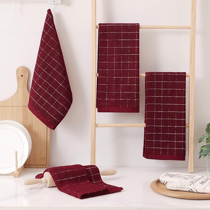 Homaxy 100% Cotton Terry Kitchen Towels, Checkered Designed, Soft and Super - Image 6