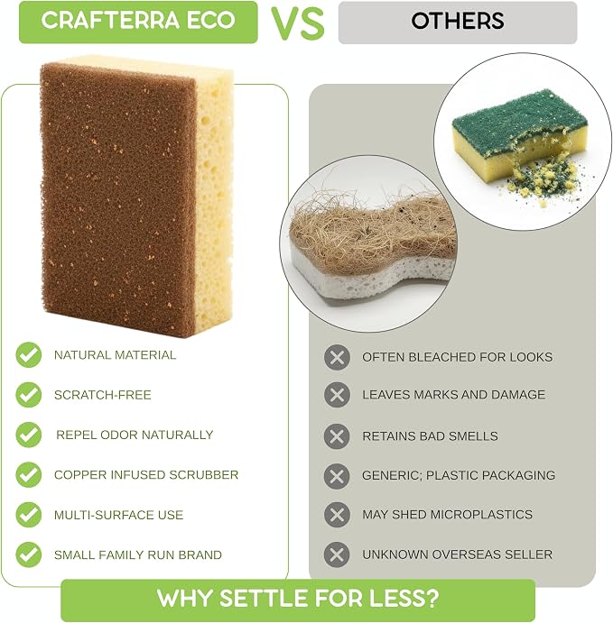 Natural Sponges for Dishes Washing Kitchen Cleaning Plant Based 15Pack Eco - Image 4