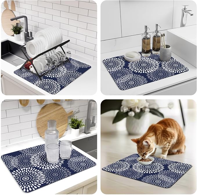 LuxStep Dish Drying Mat Super Absorbent Kitchen Counter Mat Rubber Backing - Image 7