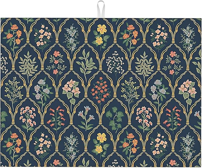 Vintage Flowers Dish Drying Mat 18x24 inches Microfiber Absorbent Fast Dry Mat by Unknown