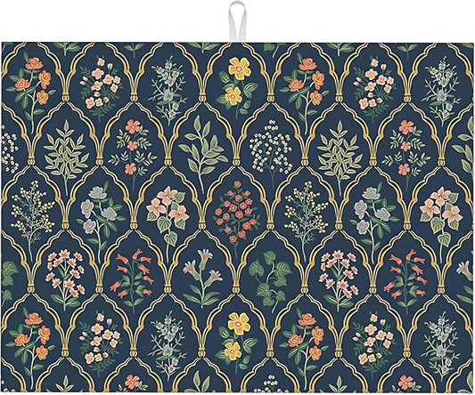 Vintage Flowers Dish Drying Mat 18x24 inches Microfiber Absorbent Fast Dry Mat by Unknown
