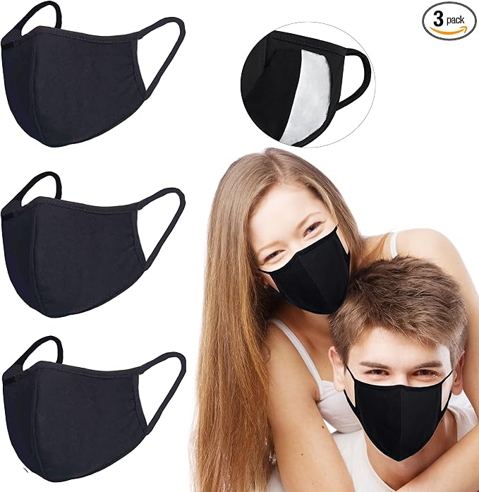 Pack 3 Black Cloth Dust Mouth Mask by BeatBasicprofessionaltopsellerfor5years