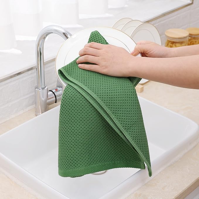 Homaxy 100% Cotton Waffle Weave Kitchen Towels, Quick Drying Cleaning Towels - Image 4