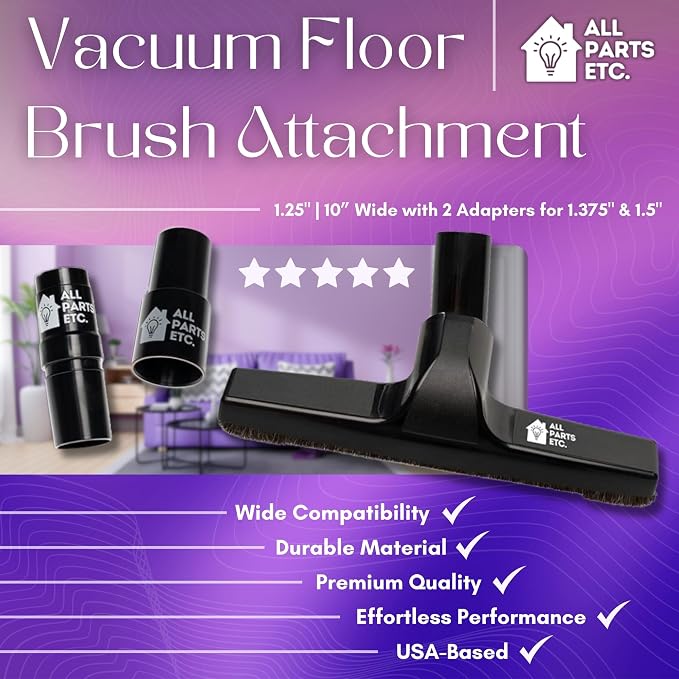 1.25" Vacuum Floor Brush Attachment – 10” Wide Soft Bristles - Image 2