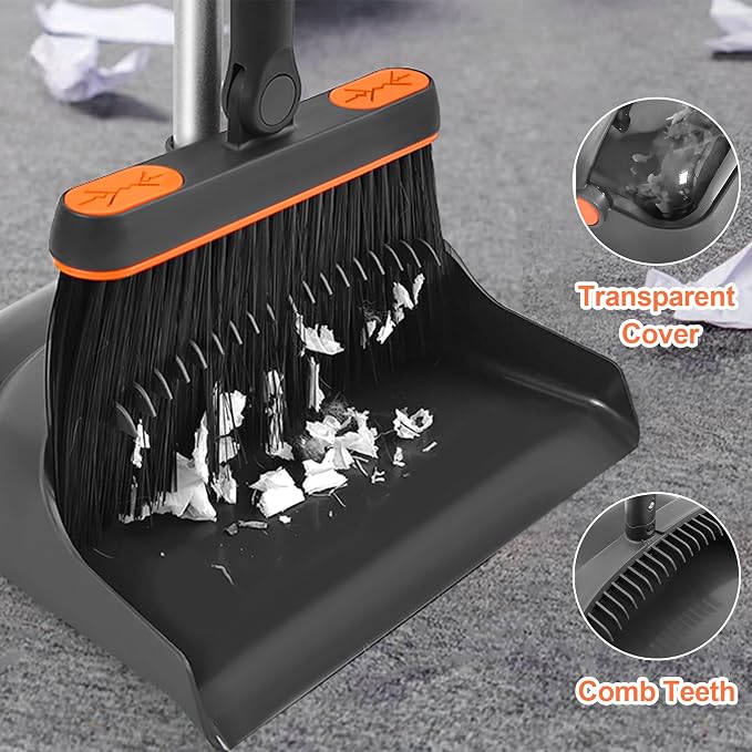 Broom with Dustpan Combo Set, 180 Degree Rotating Brush Indoor Sweeping - Image 4