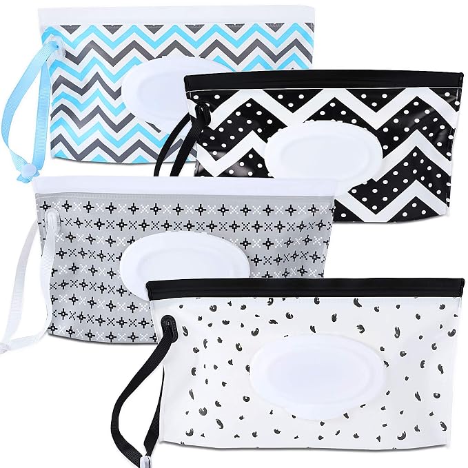 FEBSNOW 4 Pack Baby Wipe Dispenser, Portable Refillable Wipe Holder, Baby Wipes by HOMECRAFTBEAUTYBABY