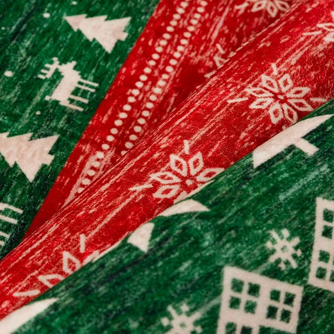 Christmas Red Area Rug 2x3 Washable Snowflake Carpet Non Slip Holiday - Image 6