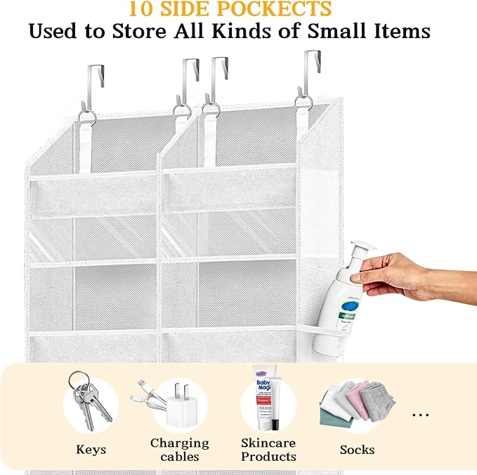 Over The Door Organizer 5 Tiers, Extra Large Behind Door Storage of 10 - Image 4