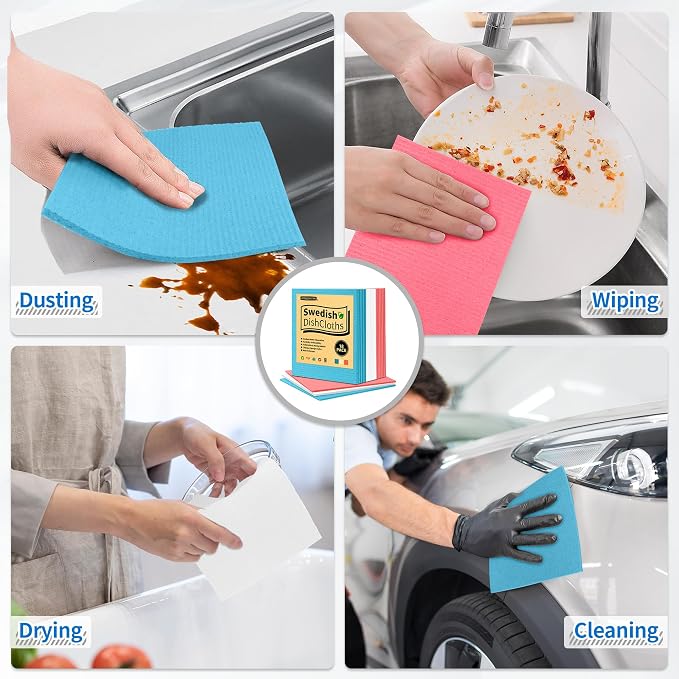 HOMERHYME Swedish Dishcloths, 18 Pack Kitchen Towels Dish Rags, Absorbent - Image 6