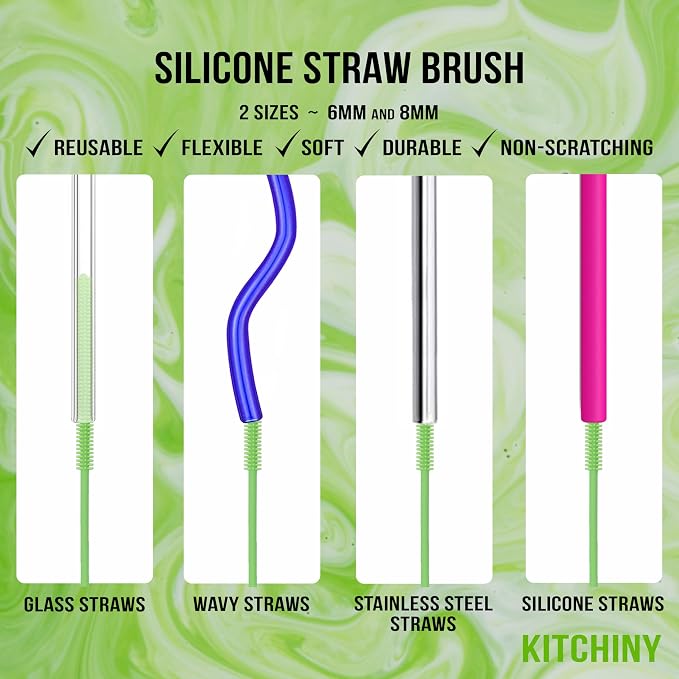 12.5" Silicone Bottle Brush & Straw Cleaner Brush Set | Water Bottle Cleaner - Image 4