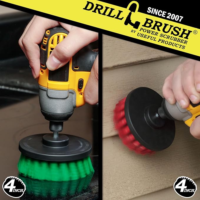 Drill Brush - Indoor/Outdoor Medium and Stiff 4-inch Round - Spin Brush - Combo - Image 2