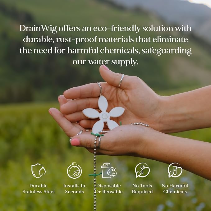 DrainWig Shower Drain Hair Catcher – Disposable White Flower – No-Touch Hair - Image 10