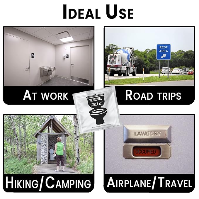 Personal Toilet Kit To Go – 10 Pack | Disposable Public Restroom Kit | - Image 4