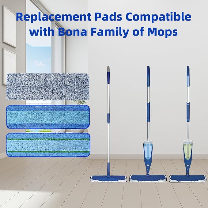 8 Pack Mop Pads Replacement for Bona Family of Mops, Washable & Reusable - Image 2