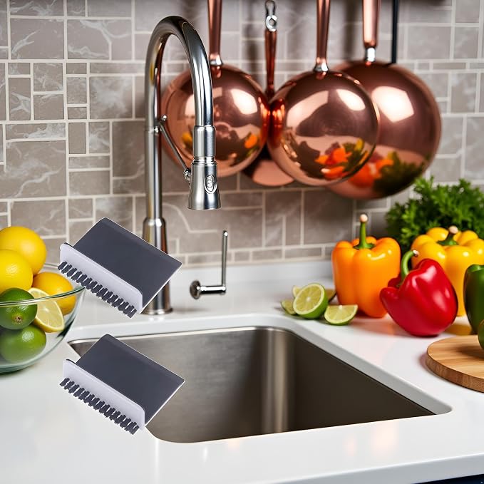 2 Pcs Black Kitchen Sink Squeegee Cleaner Countertop Brush Wiper Vegetable - Image 5