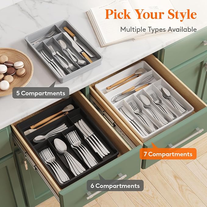 Lifewit Silverware Tray, Deep Wide Cutlery Drawer Organizer Storage - Image 8