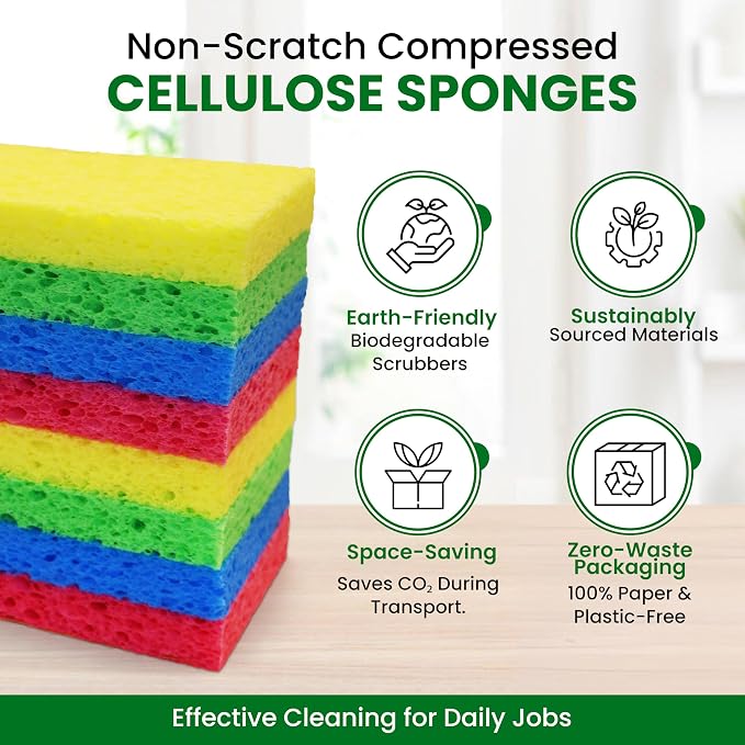 Cellulose Sponges – 24-Pack Multicolored Compressed Natural - Image 6