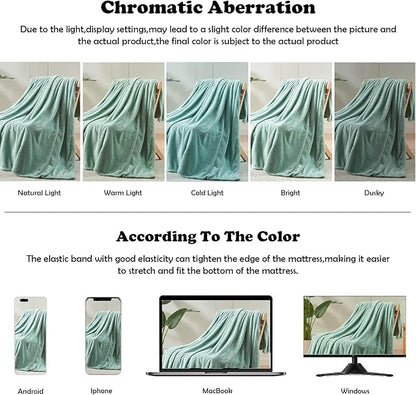 NEWCOSPLAY Super Soft Twin Blanket New Sage Green Premium Silky Flannel Fleece Leaves Pattern Lightweight Bed Blanket All Season Use (New Sage Green, Twin(60"x80"))