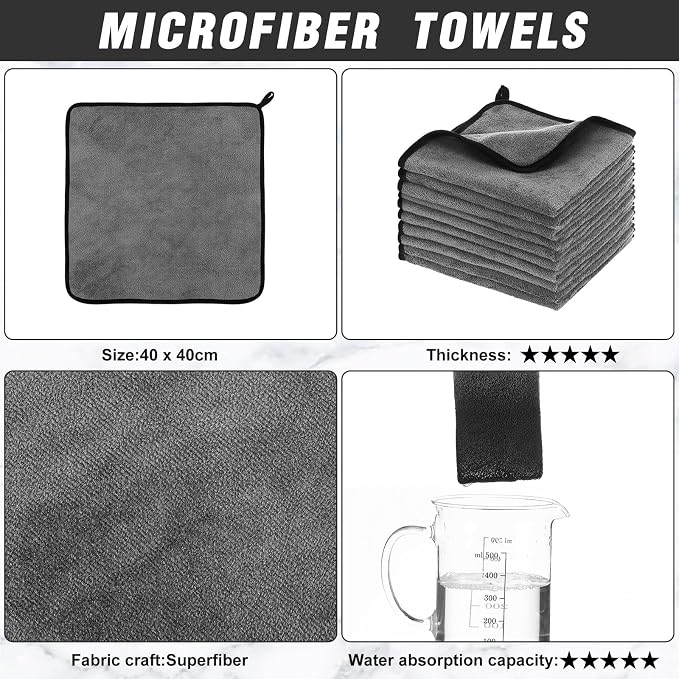 Tallew 40 Pcs Microfiber Towels:16"x16" Microfiber Drying Towels Bulk Micro - Image 3