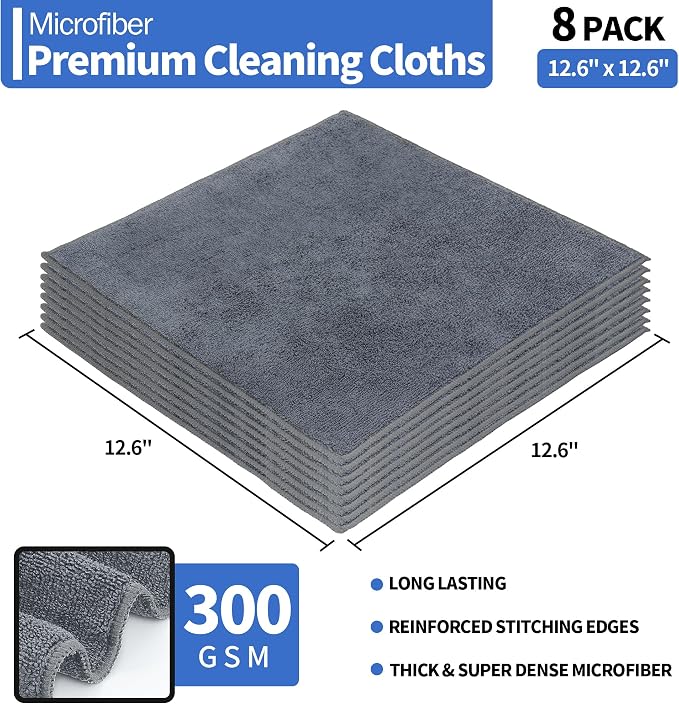 HOMERHYME Microfiber Cleaning Cloth, Premium 8 Pack Cleaning Towels, Lint-Free - Image 2