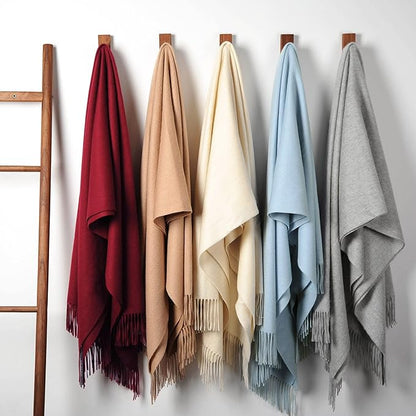 EP Mode 100% Pure Cashmere Throw Blanket for Sofa, Classic Design with Gift Box (Whisper White)