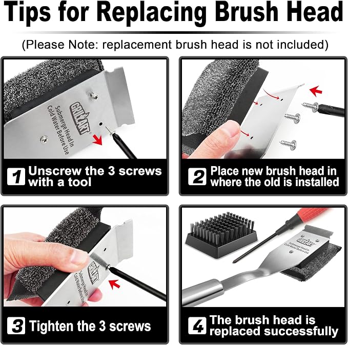 GRILLART Grill Brush Brsitle Free Replacement Head - Image 7