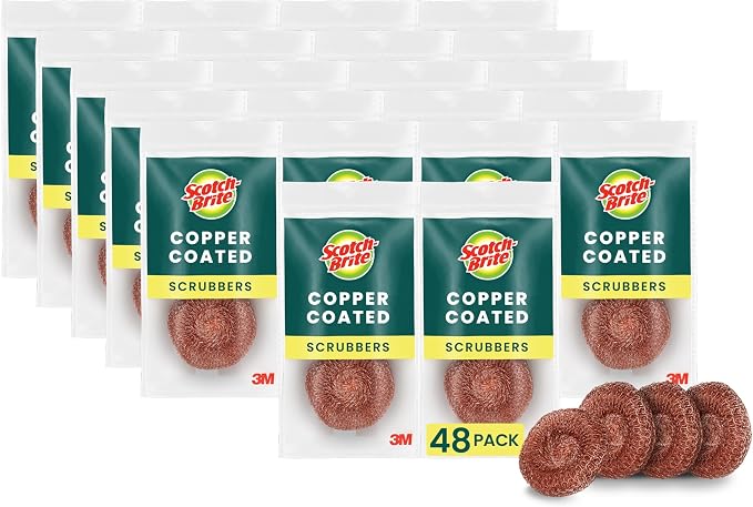 Scotch-Brite Copper Coated Scrubbing Scour Pads, 48 Scouring Scrubber Pads by Scotch-Brite