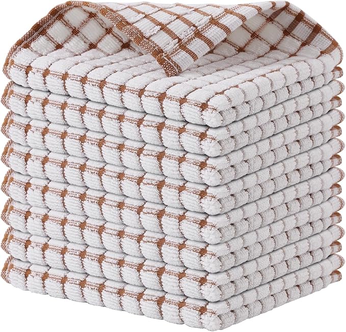 Kitinjoy Cotton 8 Pack Terry Kitchen Dish Cloths, 12 x 12 Inches Super Soft and by Kitinjoy