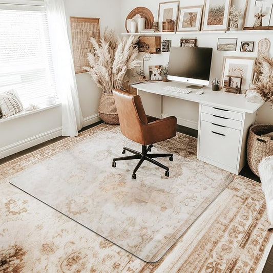 Office Chair Mat for Carpet & Hardwood, Upgraded 45" x 55" Dual Use Tempered by Furnbar