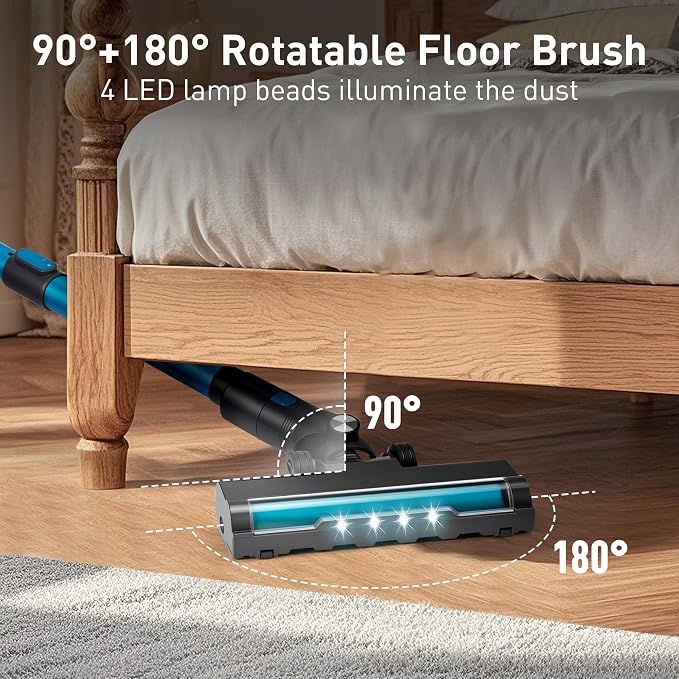 250W 25KPa Suction Cordless Vacuum Cleaner, 6-in-1 Lightweight Stick Vacuum - Image 4