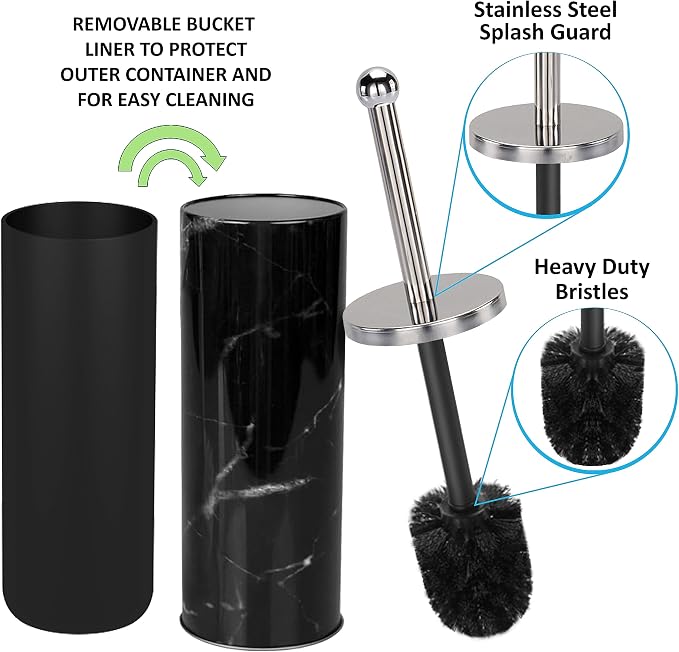 Zahari Home Marble Toilet Bowl Brush and Holder - Image 2