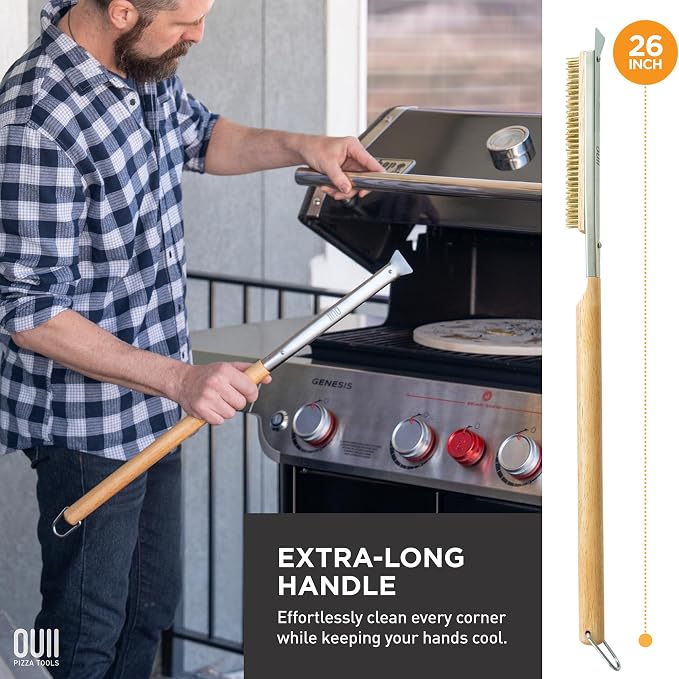 26'' Pizza Oven Brush with Stone Scraper - Image 4