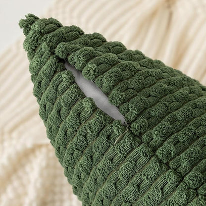 Kevin Textile 14x36 Inch Long Lumbar 1 Pack Boho Decorative Throw Pillow Cover Soft Striped Corduroy Rectangle Cushion Case Farmhouse Solid Color Accent for Living Room Couch Sofa Bed, Moss Green