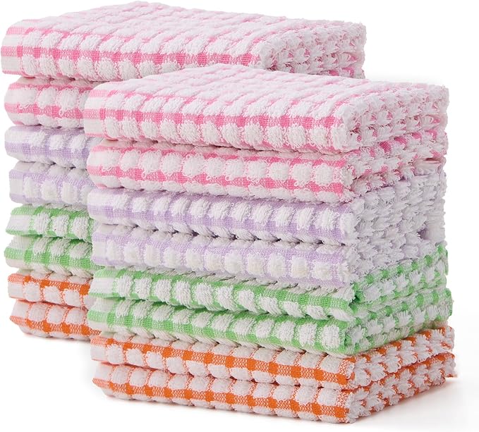 Egles 16 Packs Kitchen Dishcloths 12x12 Inches 100% Cotton Kitchen Dish Cloths by Egles