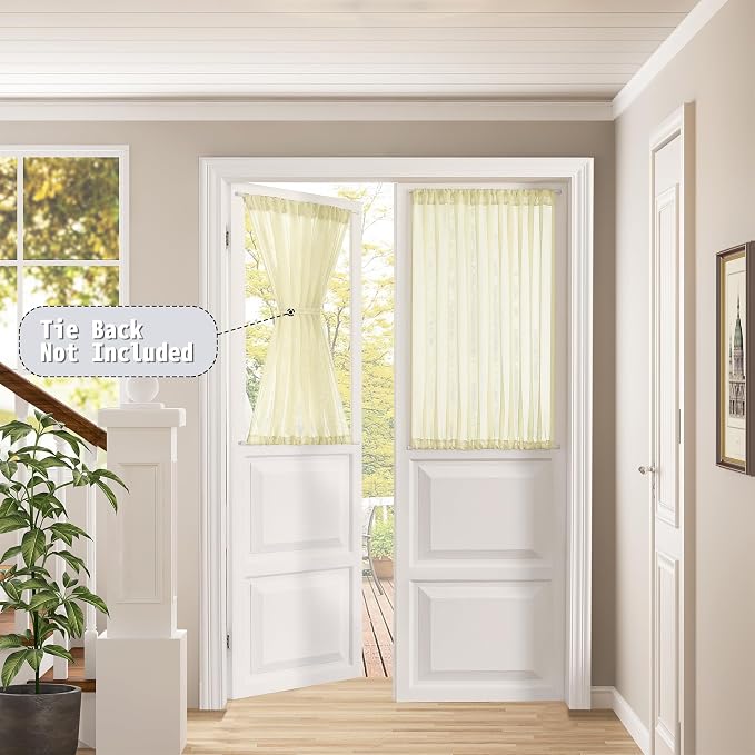 Tollpiz Small Sheer Door Curtain Closet Linen Textured Curtain Sheers Doorway - Image 2