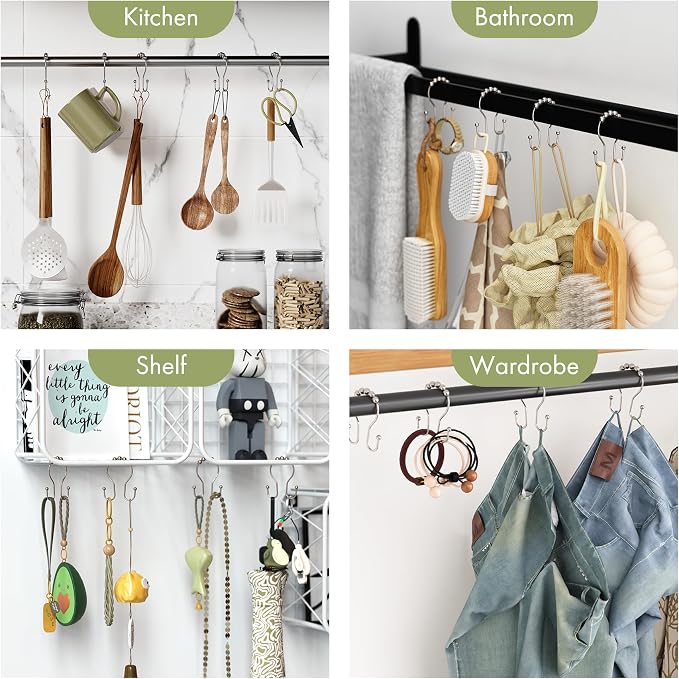 AmazerBath Shower Curtain Hooks, Shower Curtain Rings, Metal Nickel Shower - Image 8