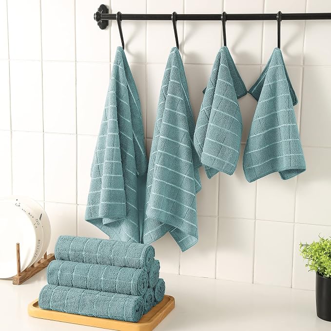 Microfiber Kitchen Towels and Dishcloths Set, 26 X 18 Inch and 12 X 12 Inch - Image 6